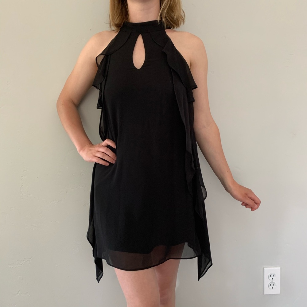 BCBGeneration Side Ruffle Chiffon Cocktail Dress